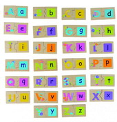 Puzzle din lemn pentru asocierea literelor si a culorilor - Puzzle-uri educative
